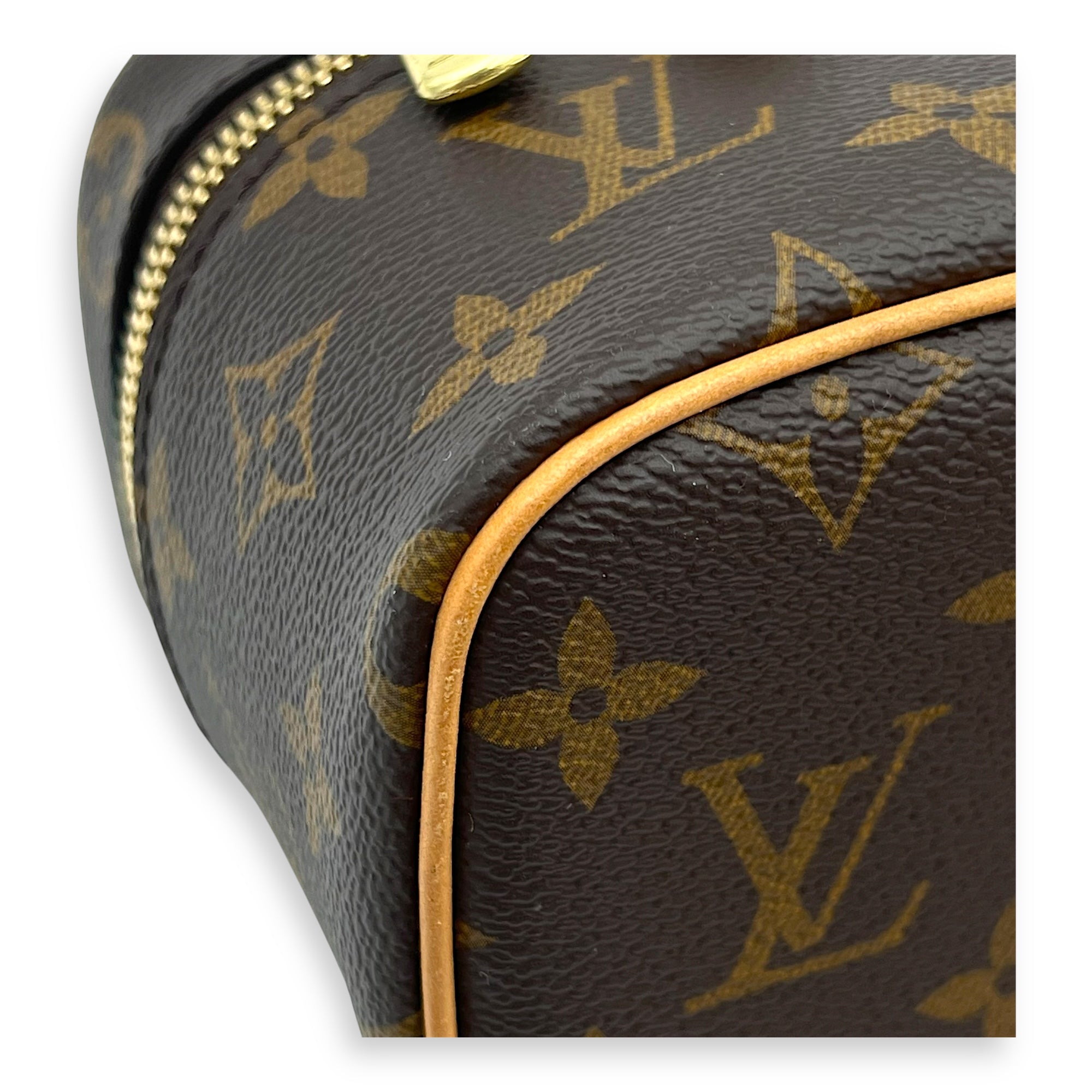 Nice Top Handle Bag Nano Brown in Monogram Coated Canvas, Gold hardware