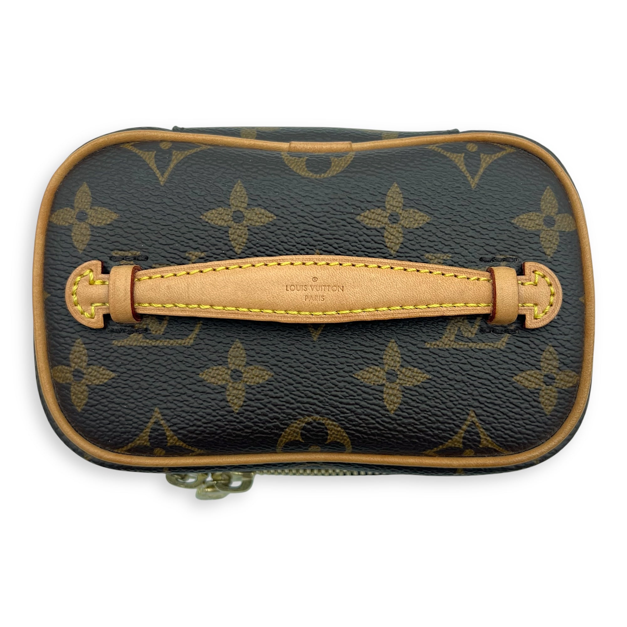 Nice Top Handle Bag Nano Brown in Monogram Coated Canvas, Gold hardware