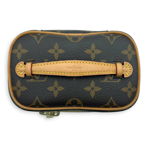 Nice Top Handle Bag Nano Brown in Monogram Coated Canvas, Gold hardware