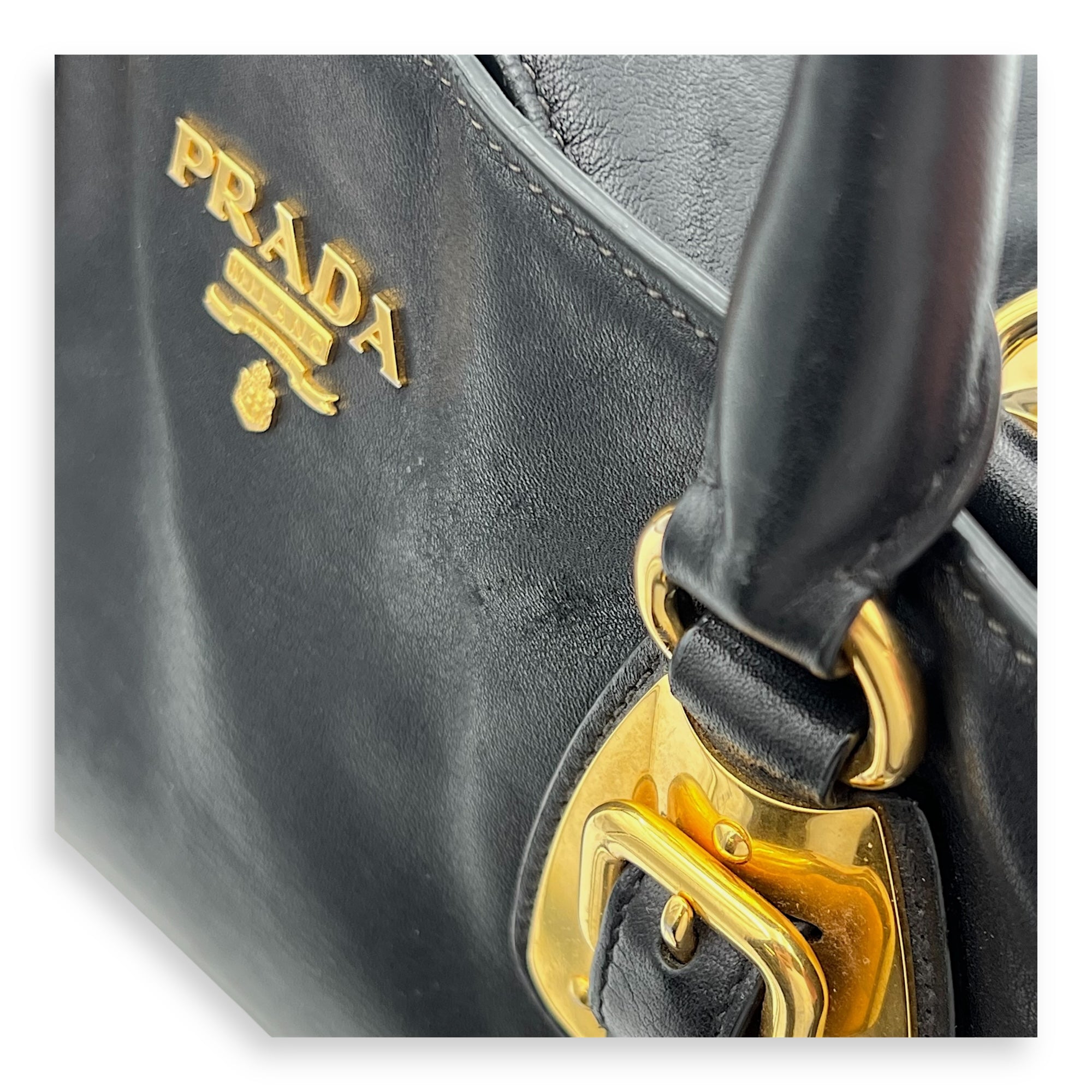 2 way bag Top Handle Bag Black in Calfskin, Gold hardware
