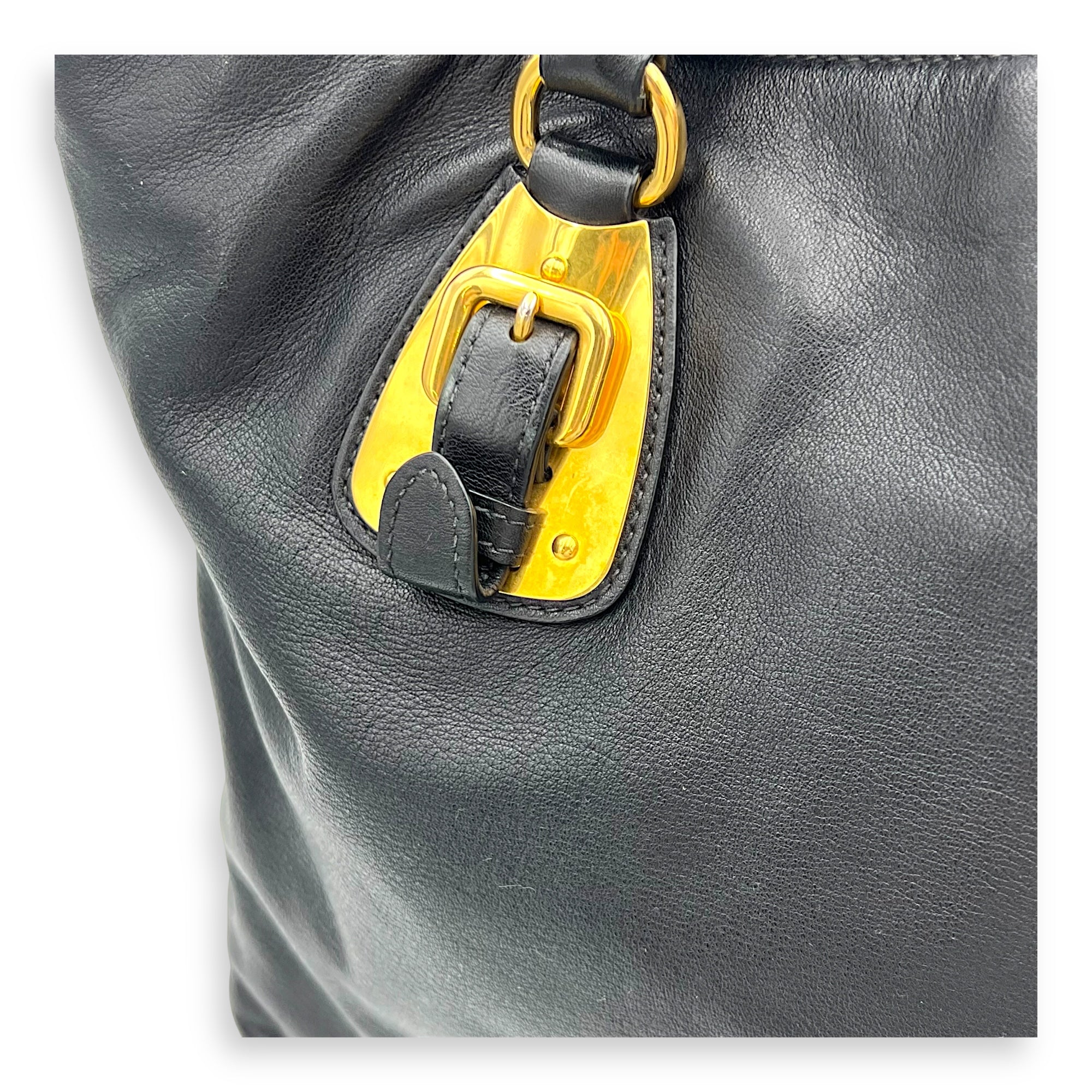 2 way bag Top Handle Bag Black in Calfskin, Gold hardware