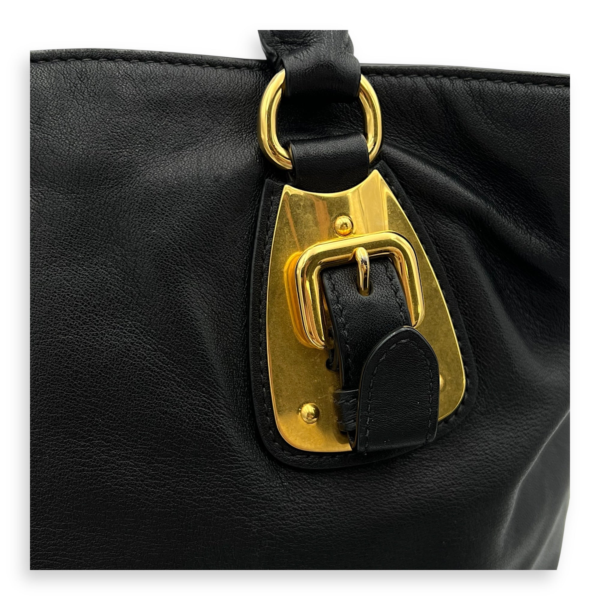 2 way bag Top Handle Bag Black in Calfskin, Gold hardware