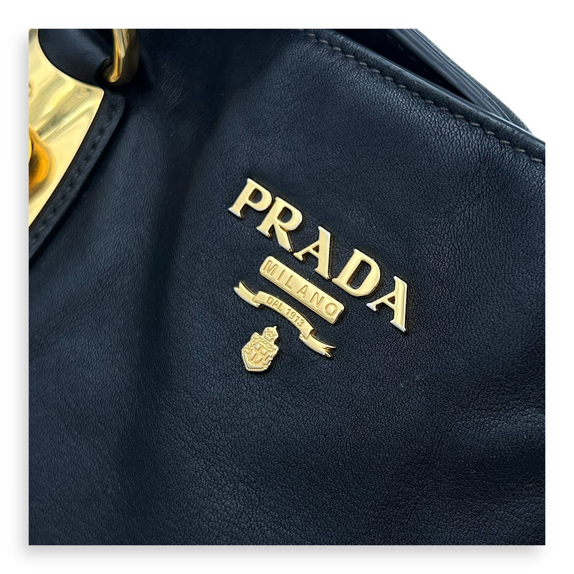 2 way bag Top Handle Bag Black in Calfskin, Gold hardware