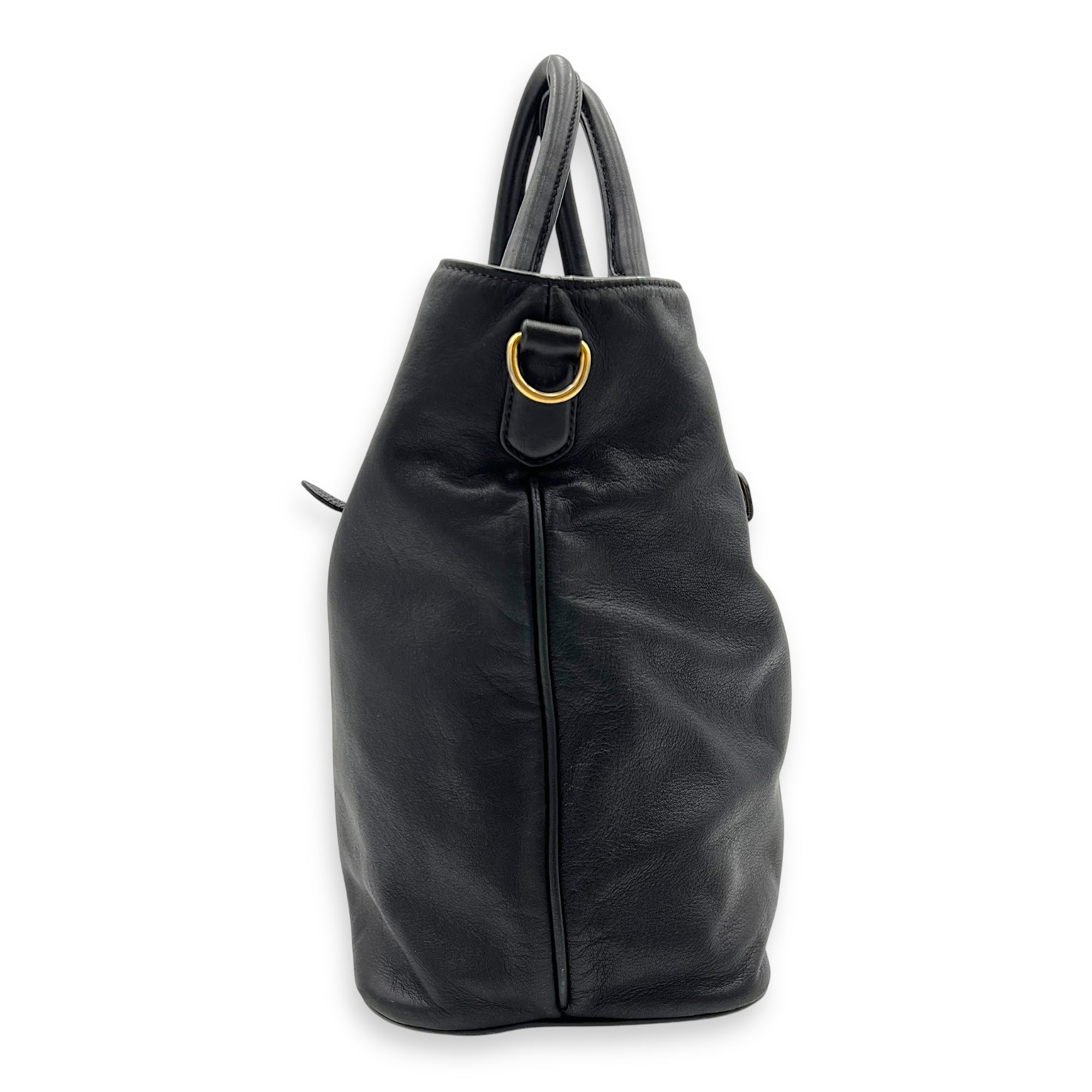 2 way bag Top Handle Bag Black in Calfskin, Gold hardware