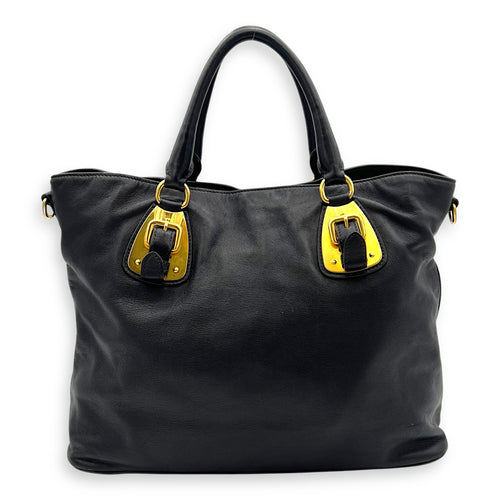 2 way bag Top Handle Bag Black in Calfskin, Gold hardware