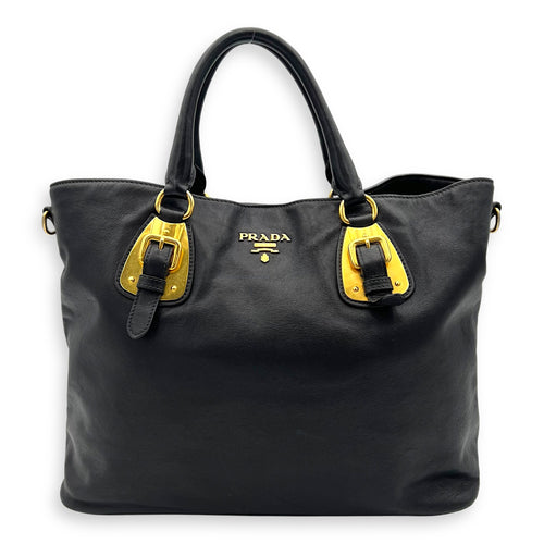 2 way bag Top Handle Bag Black in Calfskin, Gold hardware