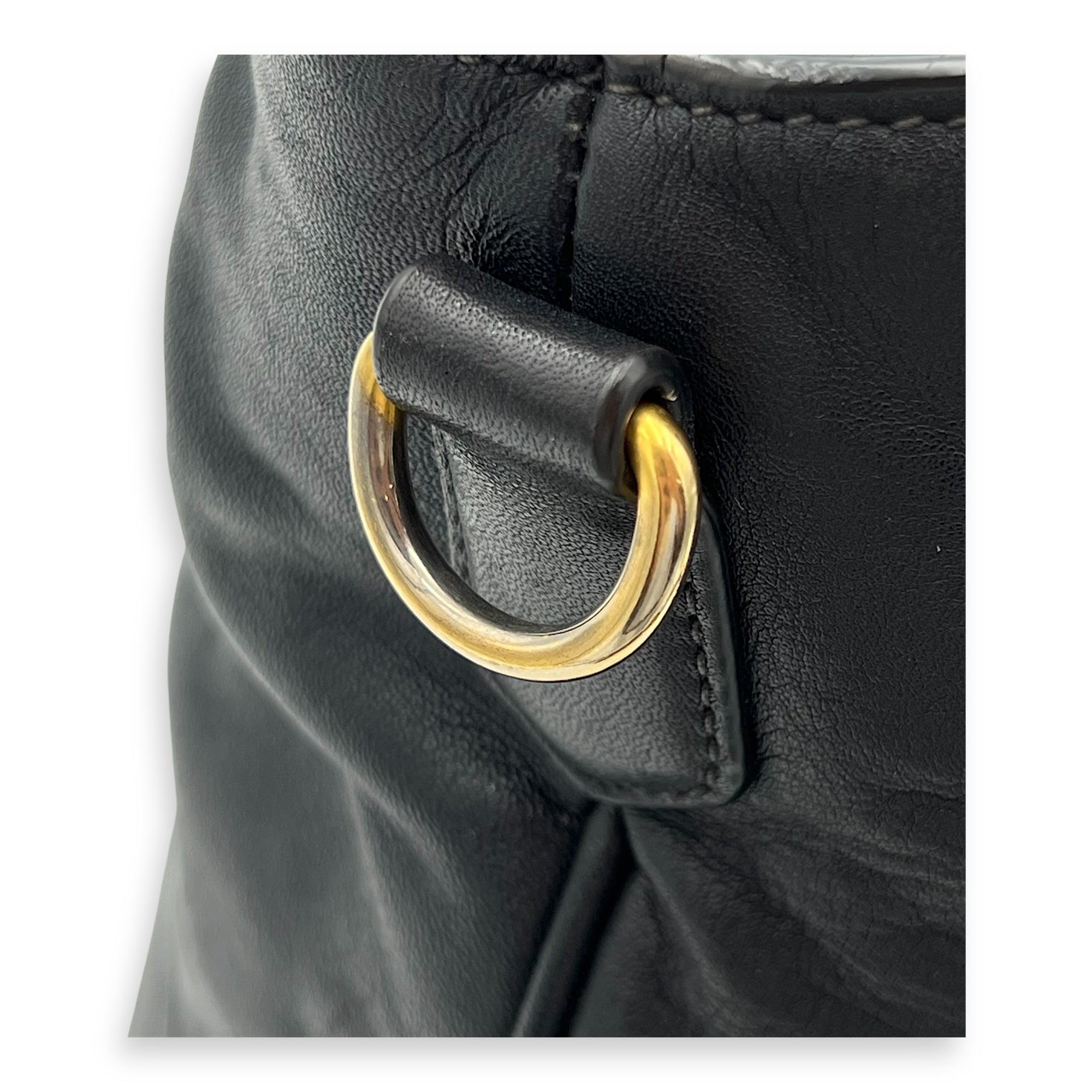 2 way bag Top Handle Bag Black in Calfskin, Gold hardware