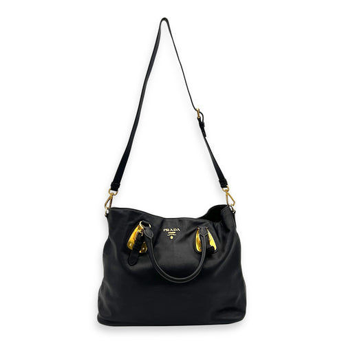 2 way bag Top Handle Bag Black in Calfskin, Gold hardware