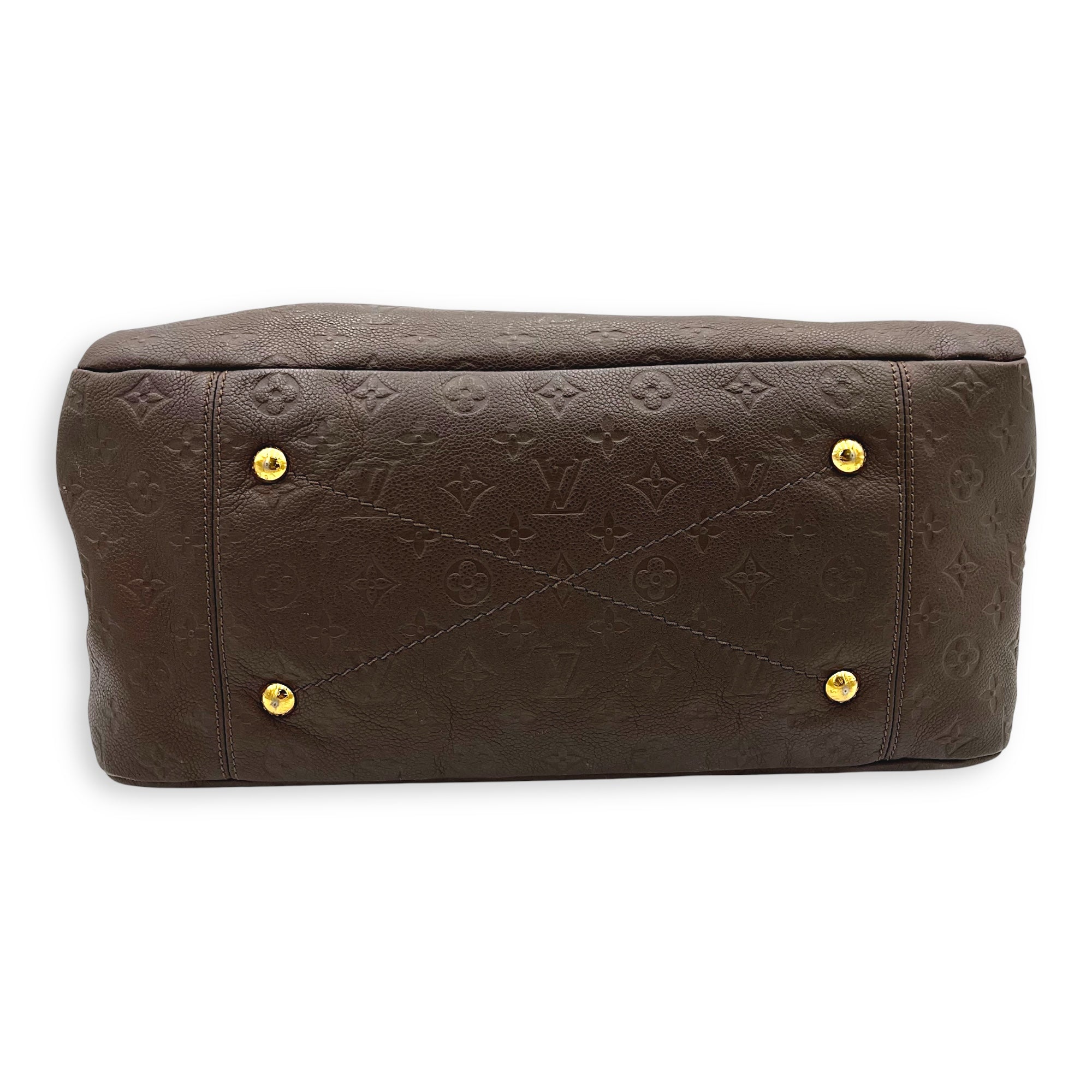 Artsy Shoulder Bag Brown in Empreinte Leather, Gold hardware
