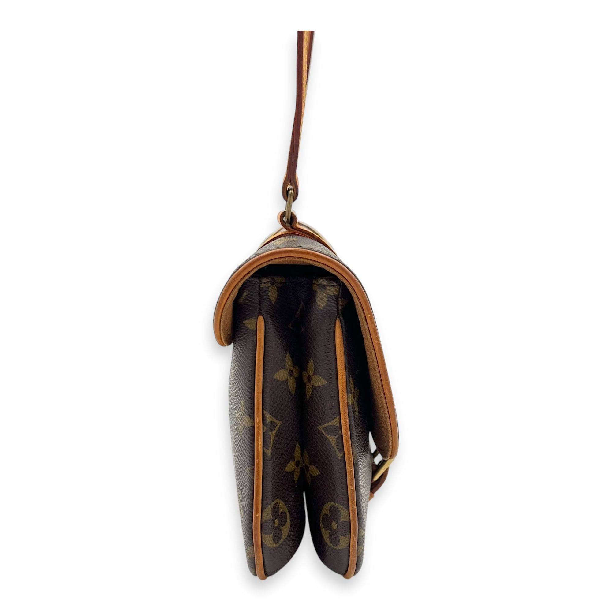Murrell Shoulder Bag Brown in Monogram Coated Canvas, Gold hardware