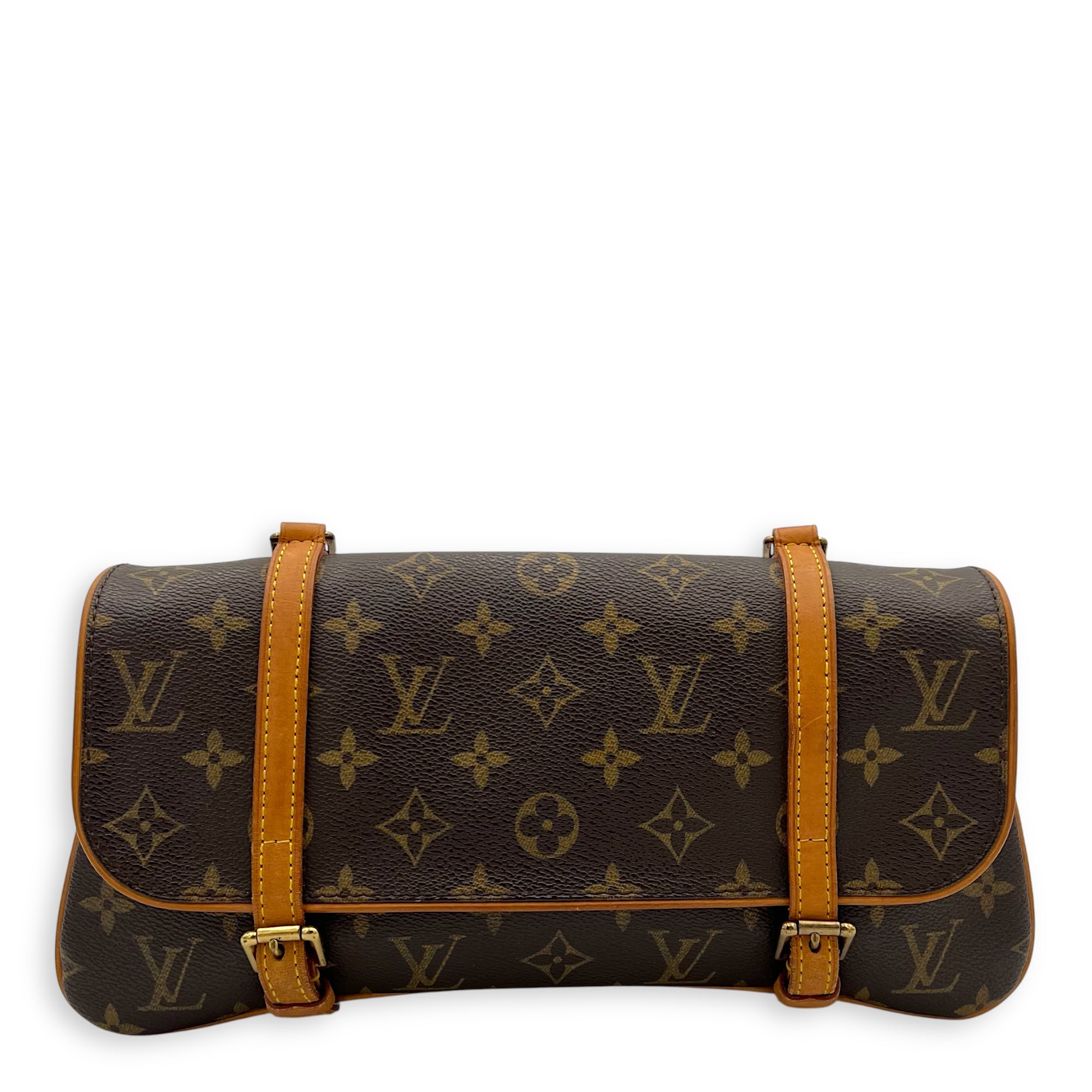 Murrell Shoulder Bag Brown in Monogram Coated Canvas, Gold hardware