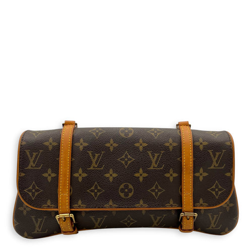 Murrell Shoulder Bag Brown in Monogram Coated Canvas, Gold hardware