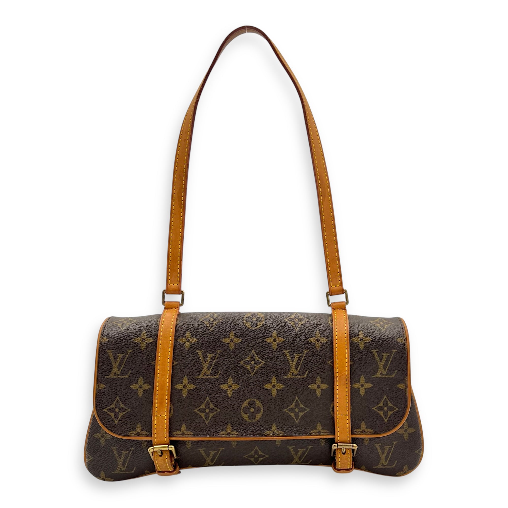 Murrell Shoulder Bag Brown in Monogram Coated Canvas, Gold hardware