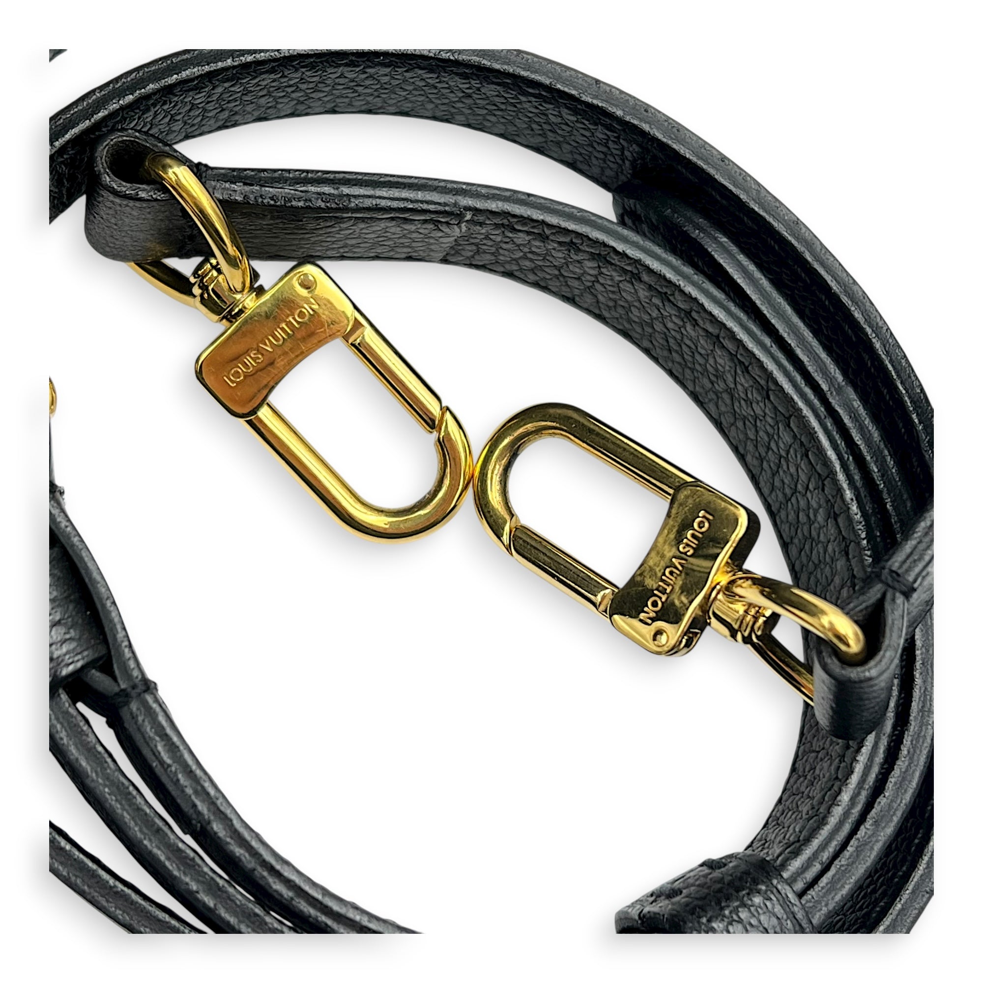 OnTheGo Top Handle Bag PM Black in Empreinte Leather, Gold hardware
