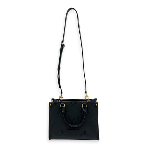 OnTheGo Top Handle Bag PM Black in Empreinte Leather, Gold hardware