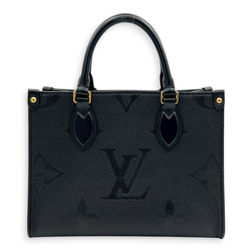 OnTheGo Top Handle Bag PM Black in Empreinte Leather, Gold hardware