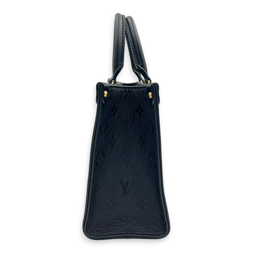 OnTheGo Top Handle Bag PM Black in Empreinte Leather, Gold hardware