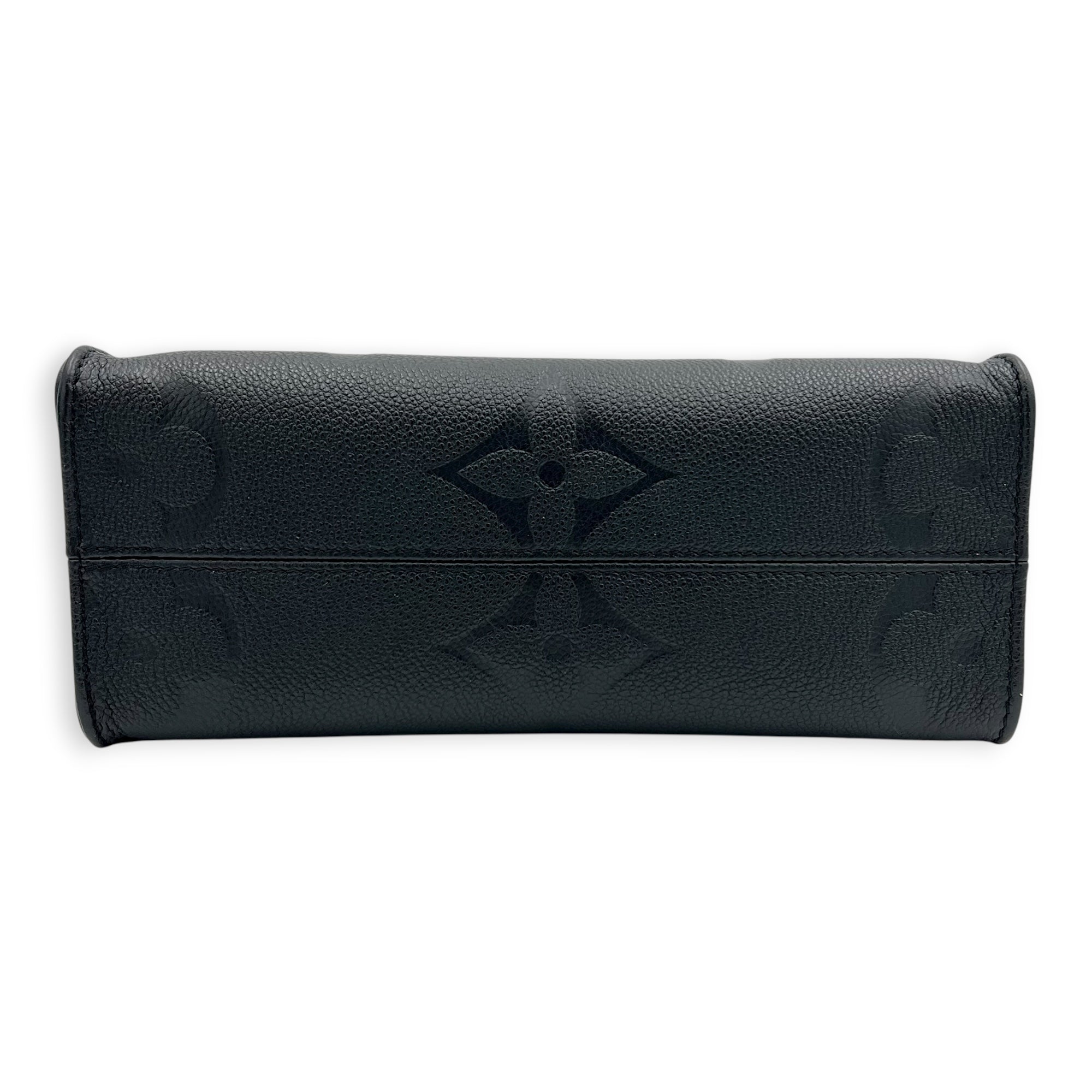 OnTheGo Top Handle Bag PM Black in Empreinte Leather, Gold hardware