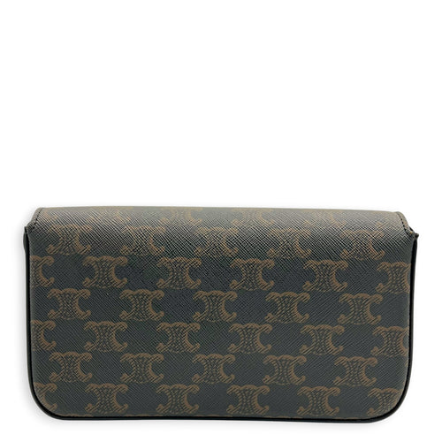 Triomphe Shoulder Bag Brown in Coated Canvas, Gold hardware