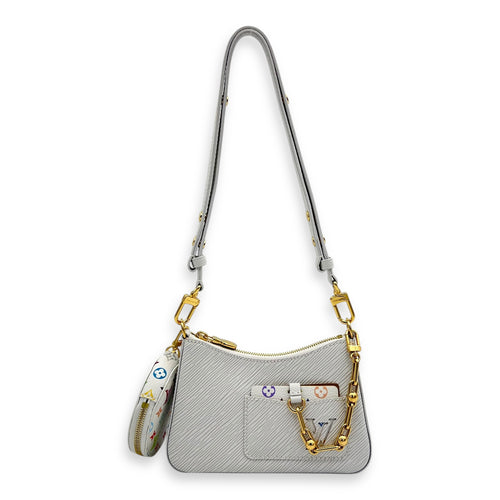 Marellini Shoulder Bag White in Epi Leather, Gold hardware