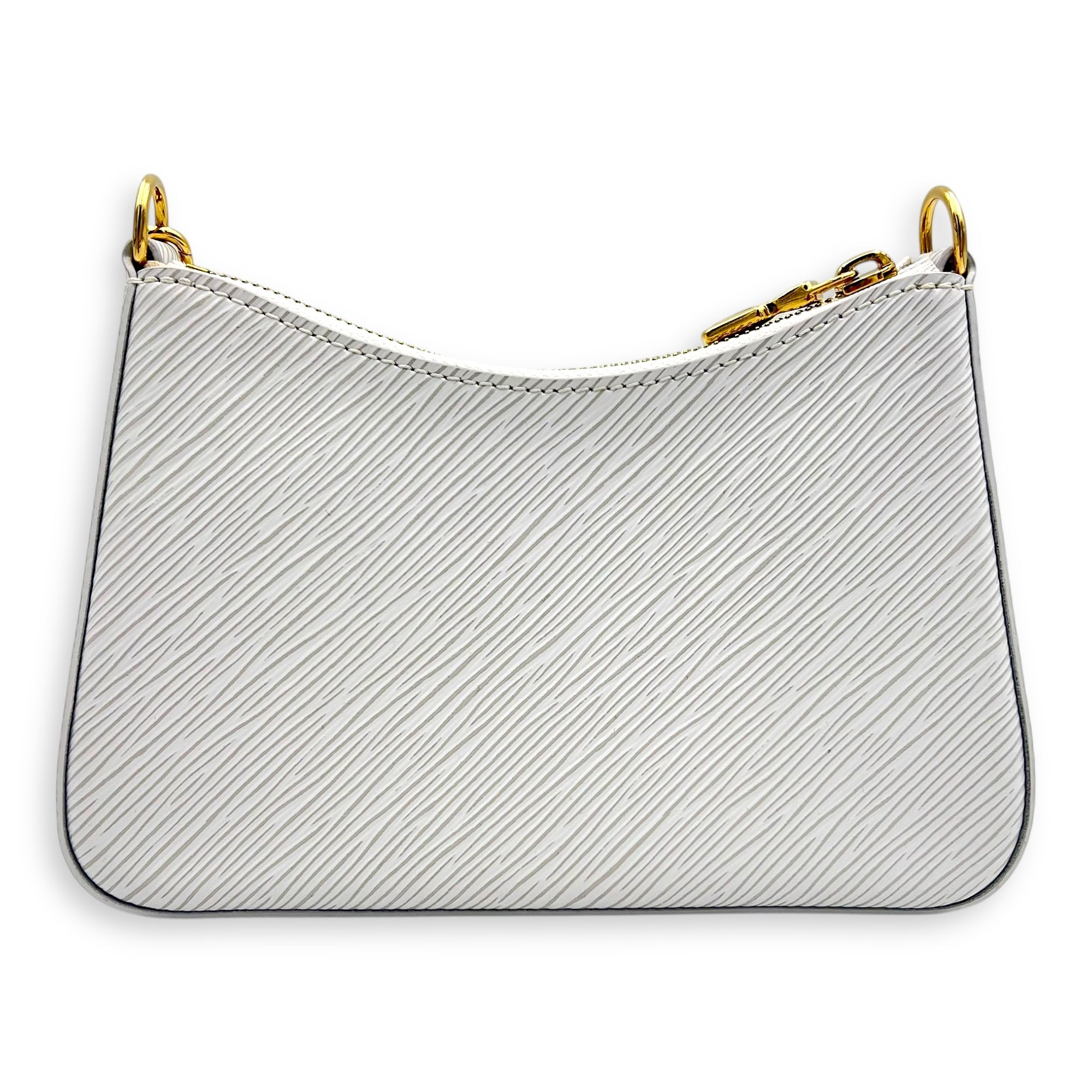 Marellini Shoulder Bag White in Epi Leather, Gold hardware