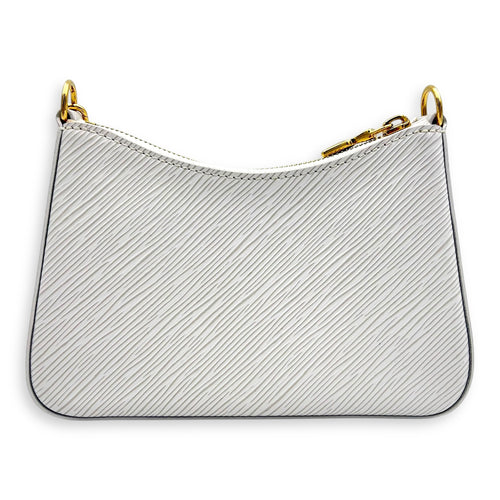 Marellini Shoulder Bag White in Epi Leather, Gold hardware