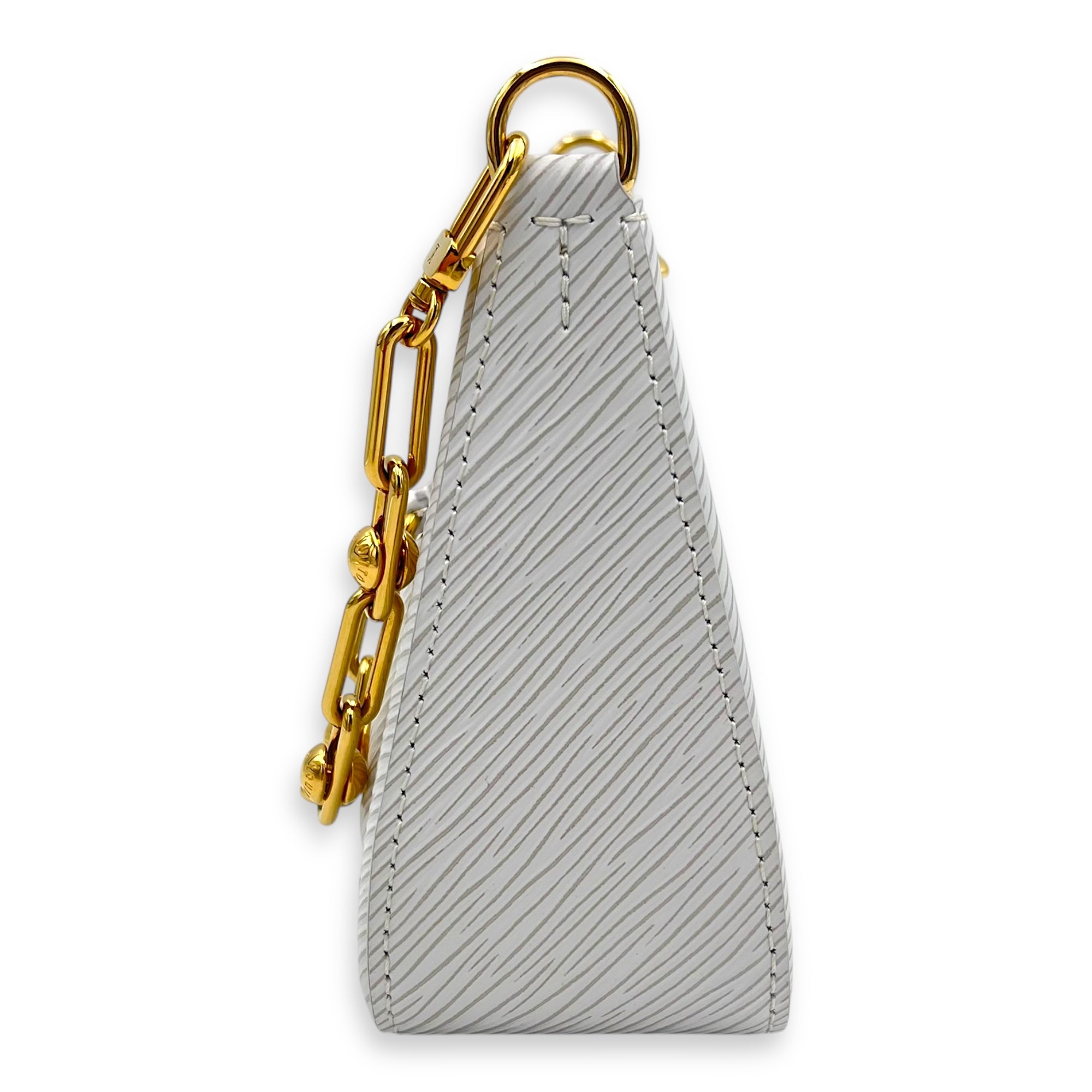 Marellini Shoulder Bag White in Epi Leather, Gold hardware