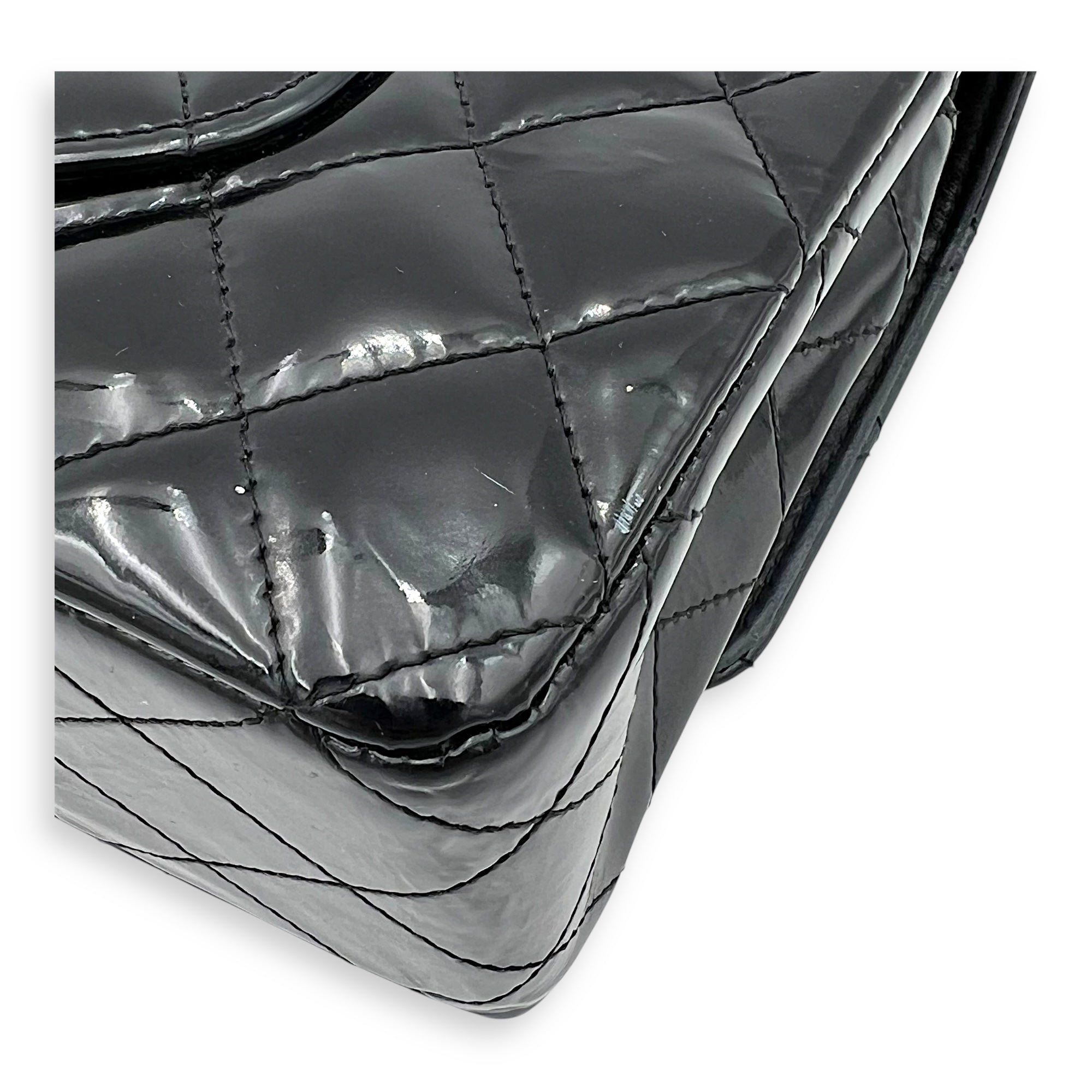 Classic Shoulder Bag Black in Patent Leather, Silver hardware