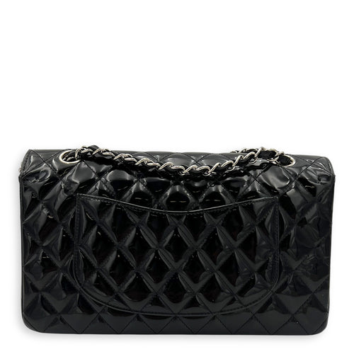 Classic Shoulder Bag Black in Patent Leather, Silver hardware