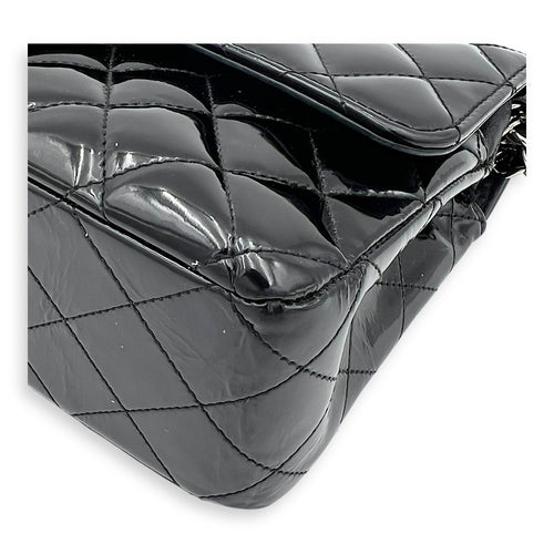 Classic Shoulder Bag Black in Patent Leather, Silver hardware