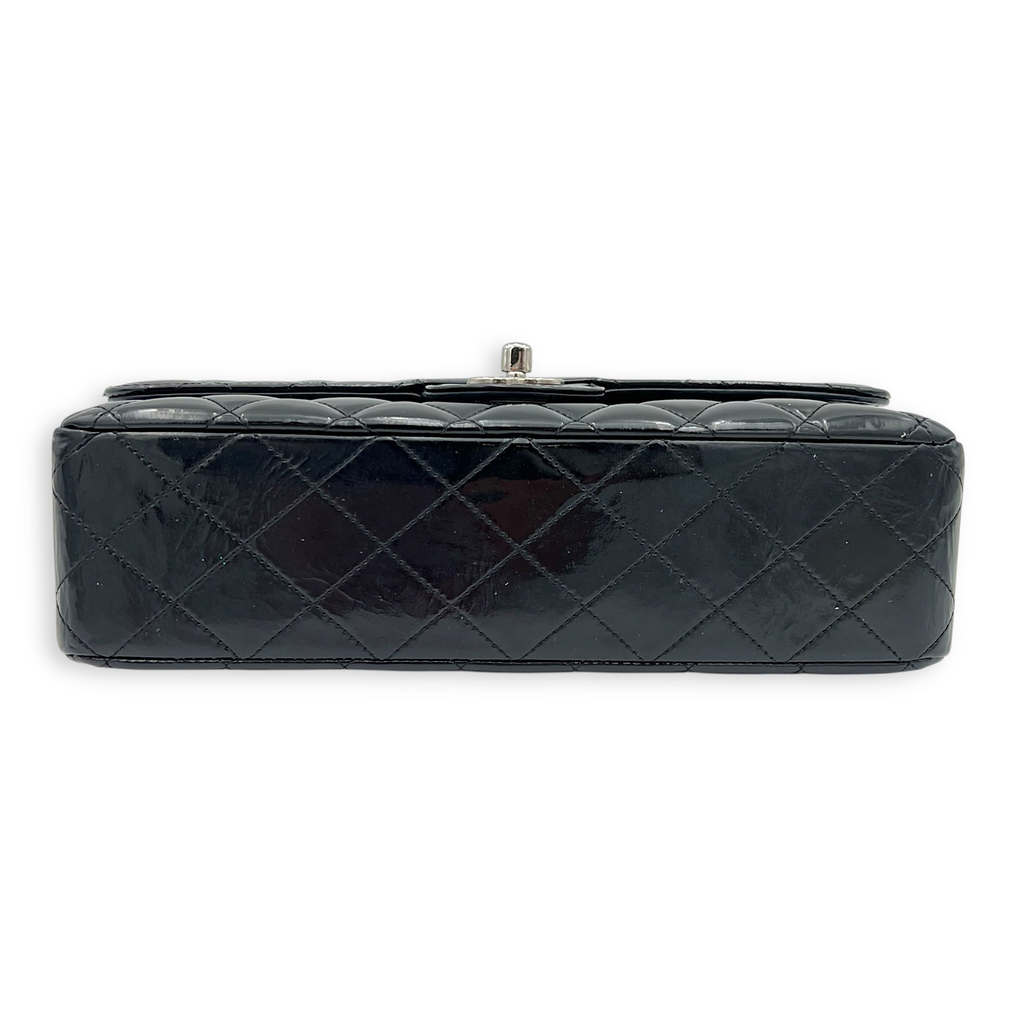Classic Shoulder Bag Black in Patent Leather, Silver hardware
