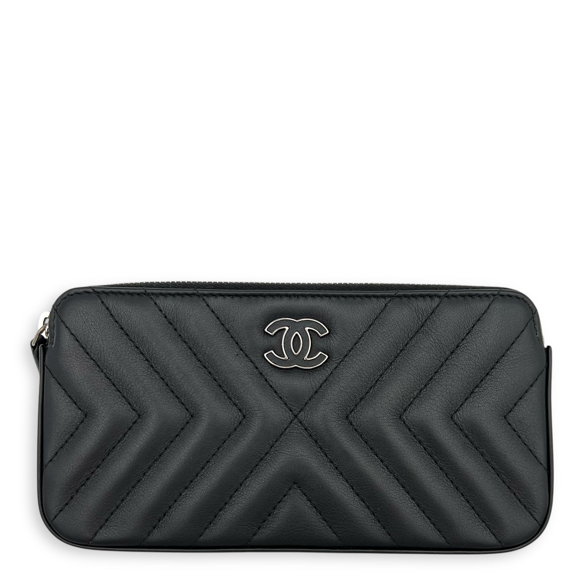 CC Tassel Wallet On Chain Black in Lambskin, Gold hardware