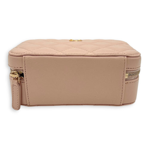 CC Pearl Crush Camera Shoulder Bag Beige in Lambskin, Gold hardware
