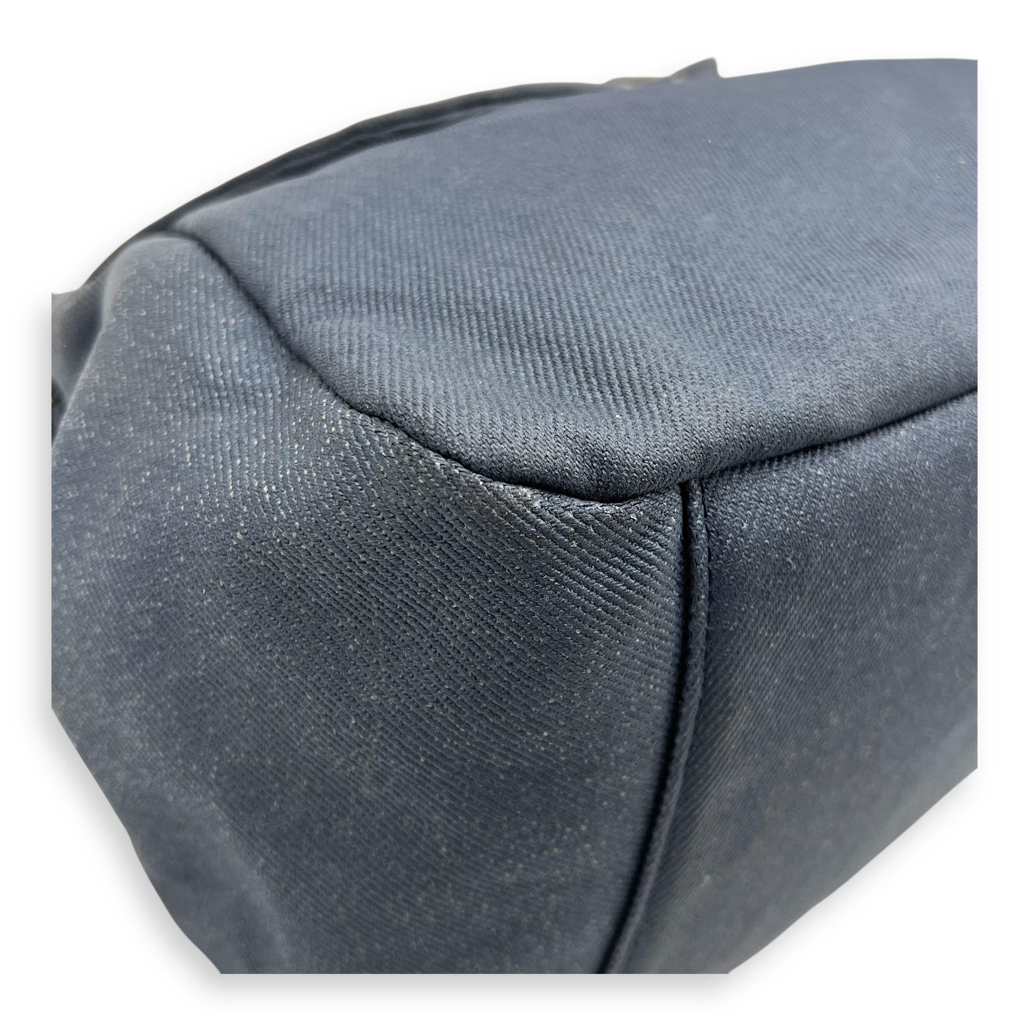 Accordion Shoulder Bag Blue in Denim, Silver hardware