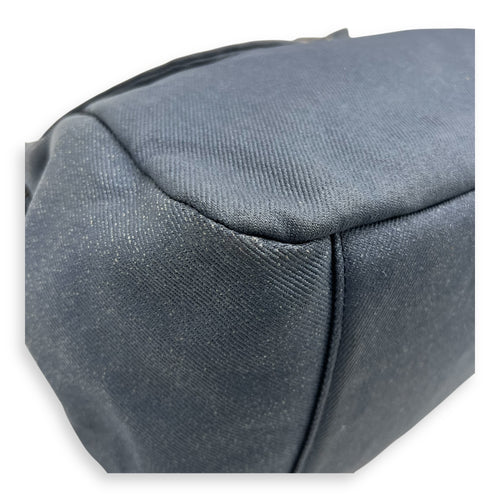 Accordion Shoulder Bag Blue in Denim, Silver hardware