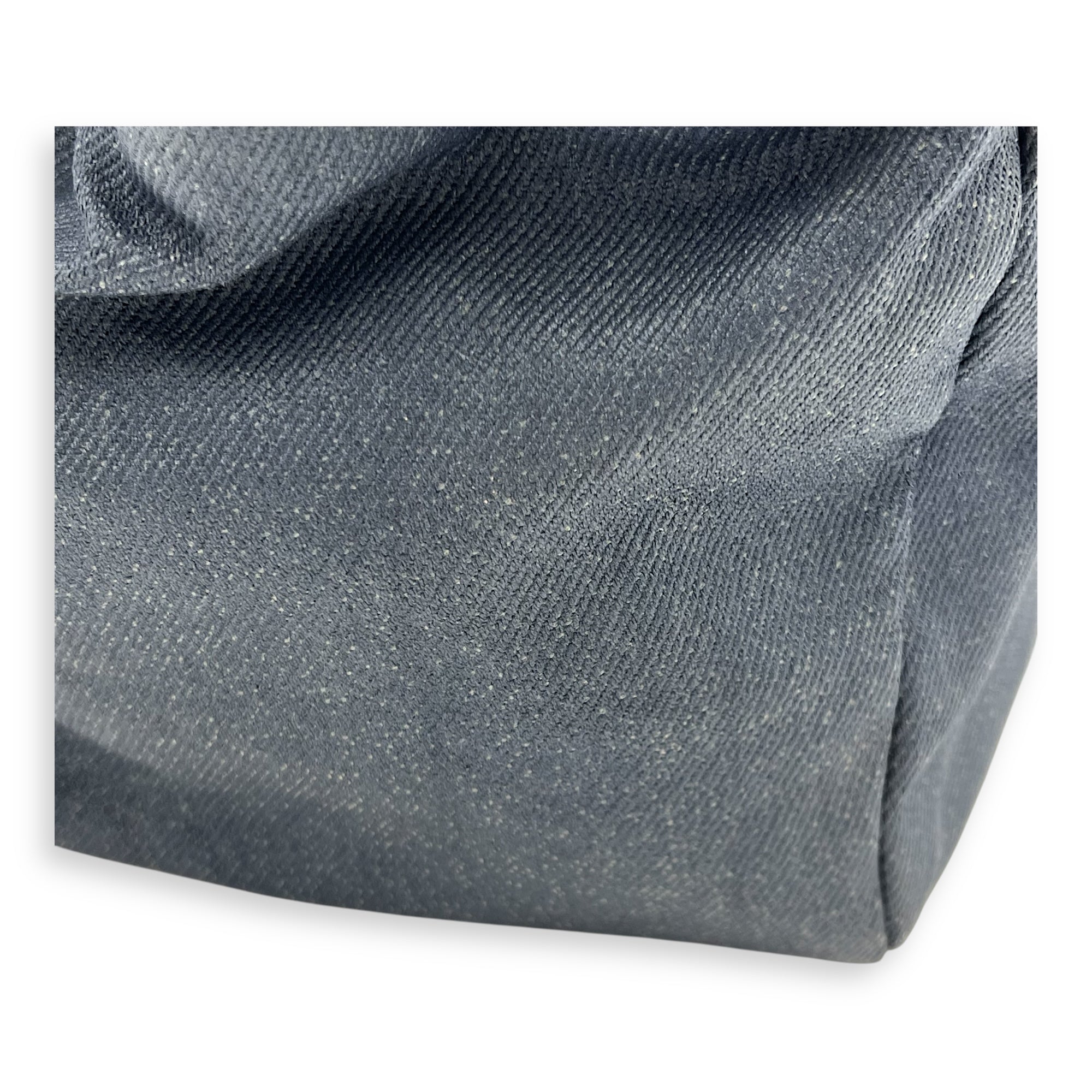 Accordion Shoulder Bag Blue in Denim, Silver hardware