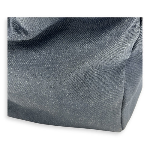 Accordion Shoulder Bag Blue in Denim, Silver hardware