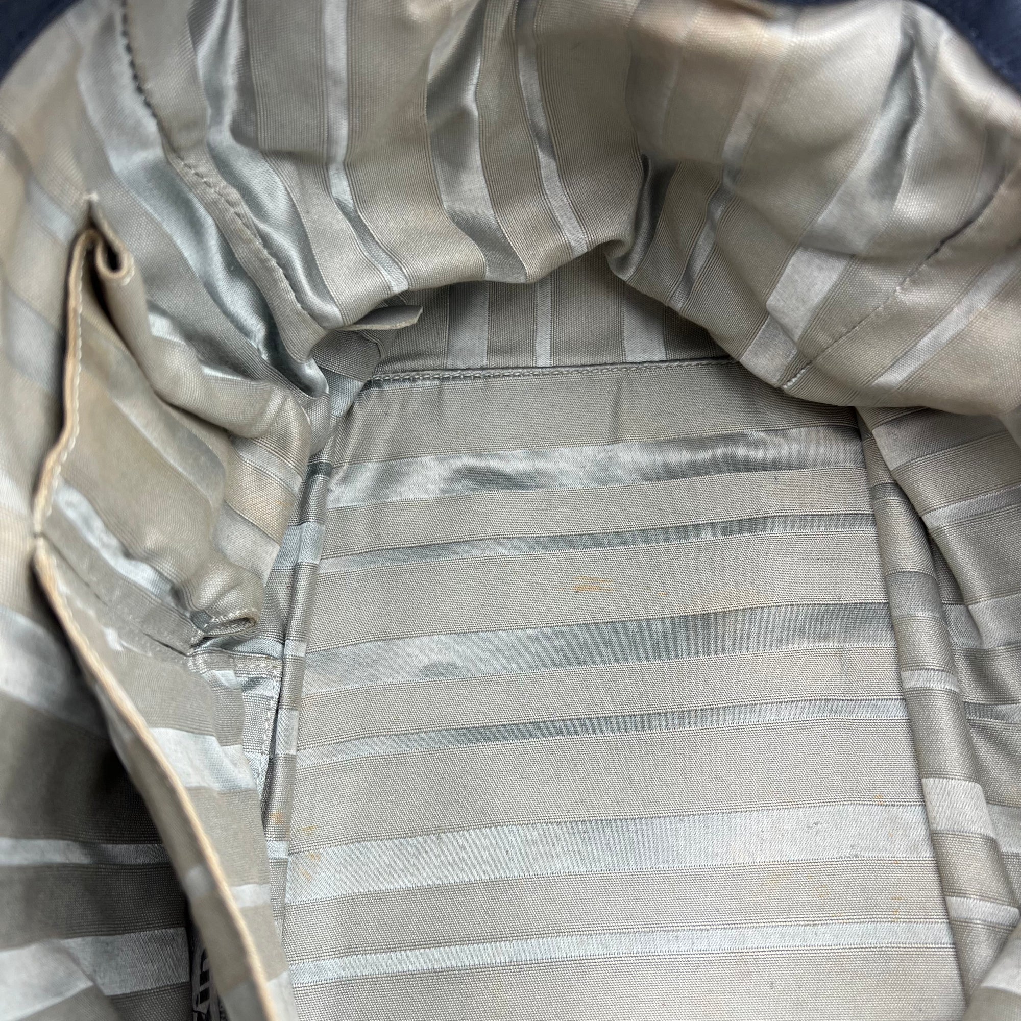 Accordion Shoulder Bag Blue in Denim, Silver hardware