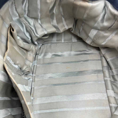 Accordion Shoulder Bag Blue in Denim, Silver hardware