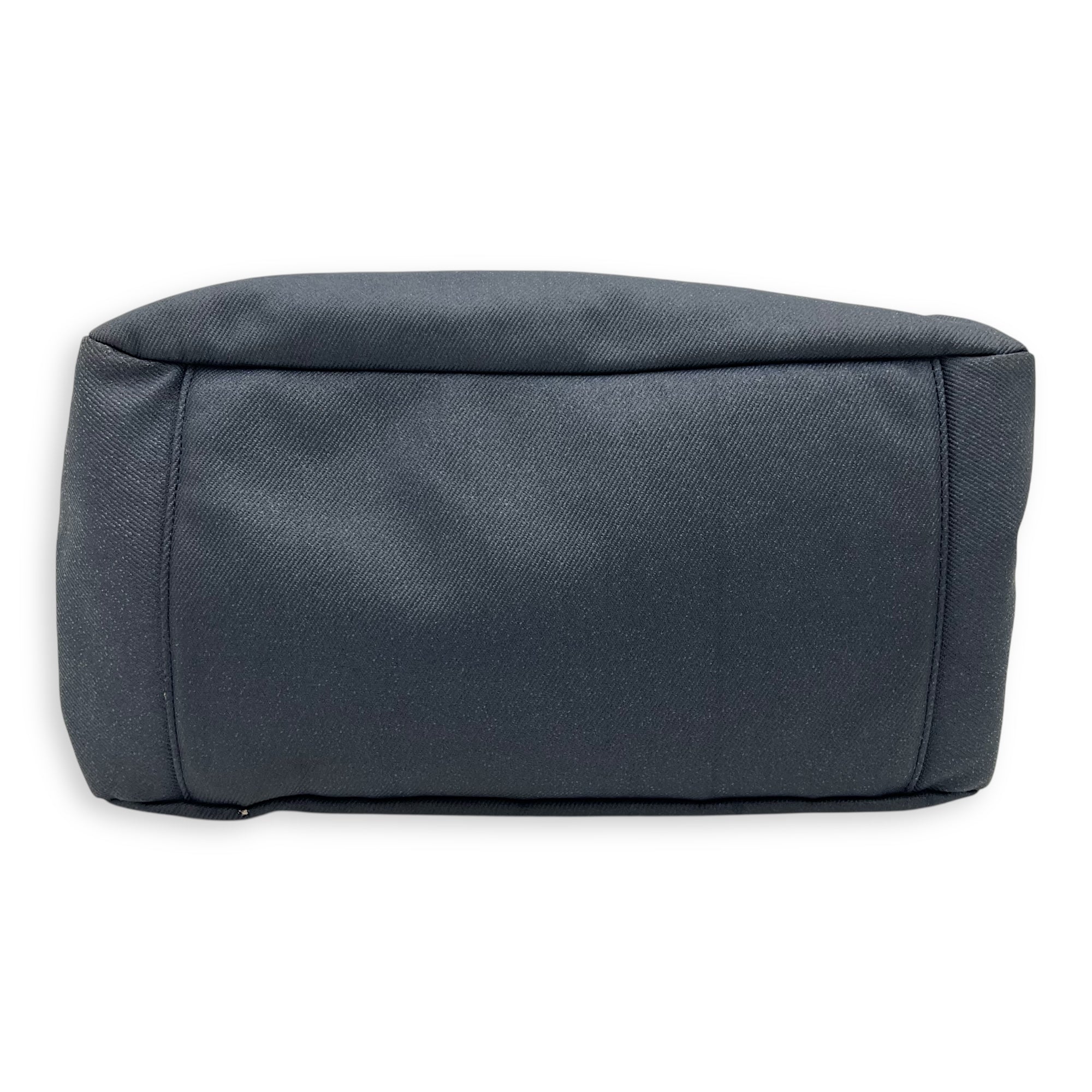 Accordion Shoulder Bag Blue in Denim, Silver hardware