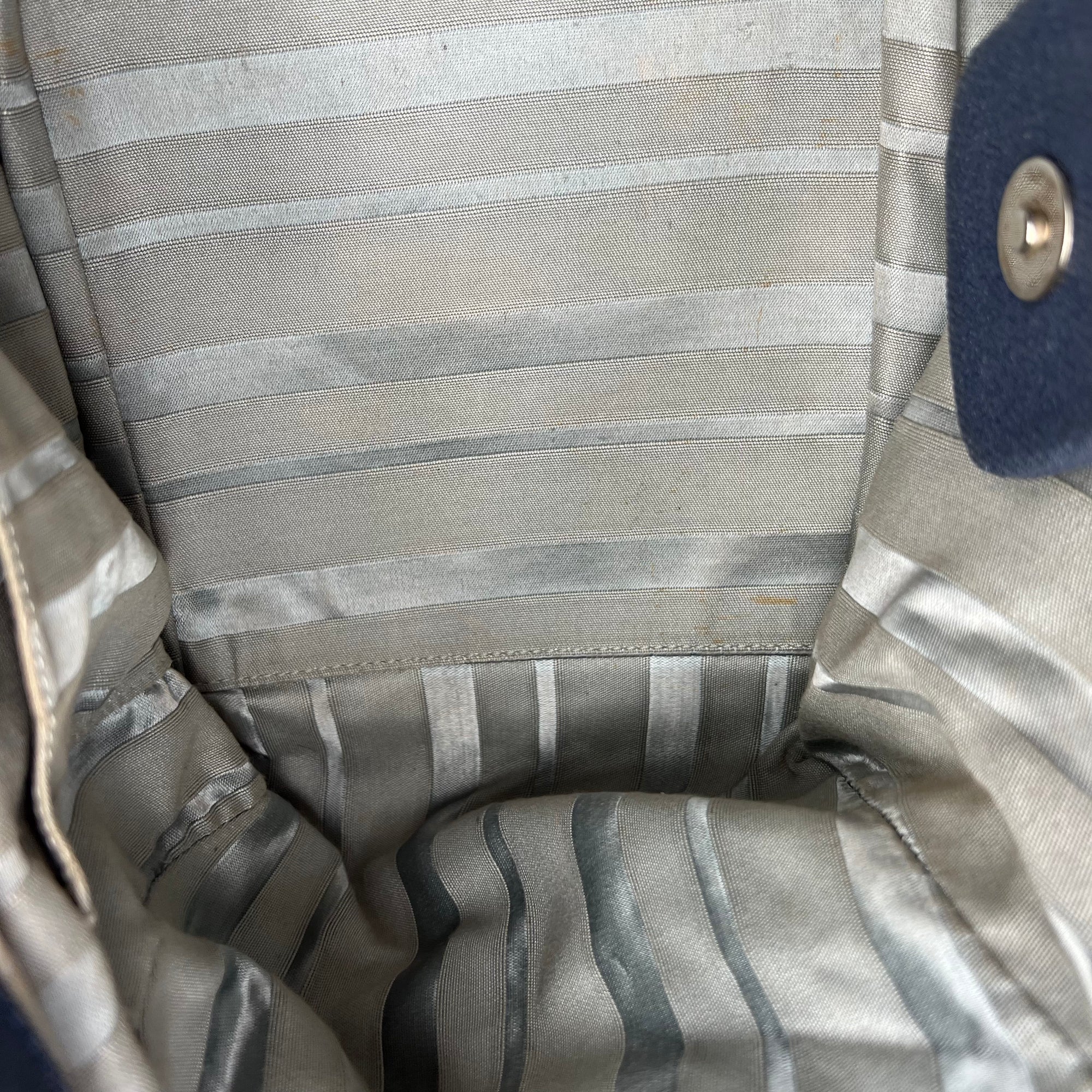 Accordion Shoulder Bag Blue in Denim, Silver hardware