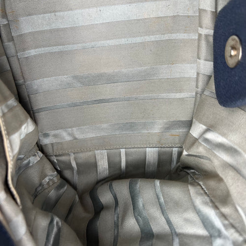 Accordion Shoulder Bag Blue in Denim, Silver hardware