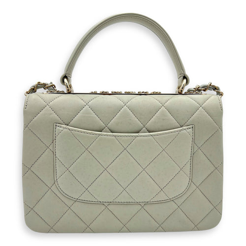 Trendy CC Top Handle Bag Blue in Lambskin, Gold hardware