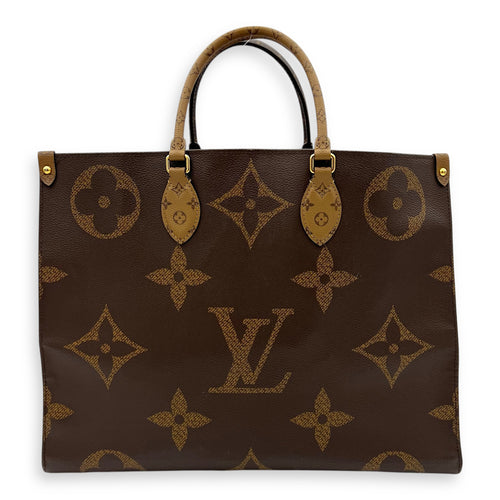 OnTheGo Tote Bag GM Brown in Monogram Coated Canvas, Gold hardware