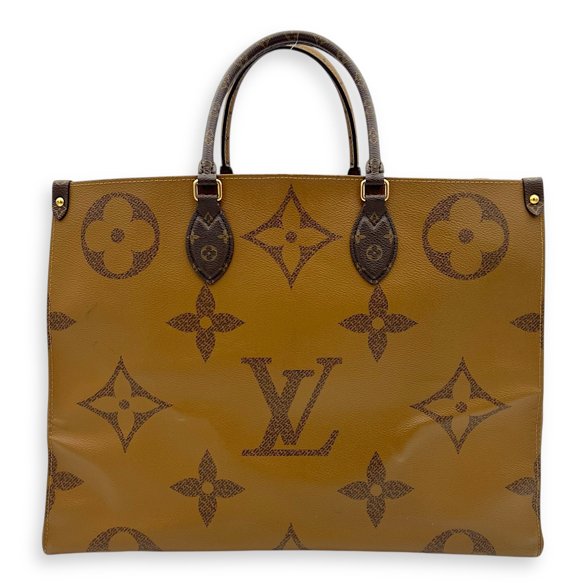 OnTheGo Tote Bag GM Brown in Monogram Coated Canvas, Gold hardware