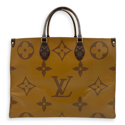 OnTheGo Tote Bag GM Brown in Monogram Coated Canvas, Gold hardware
