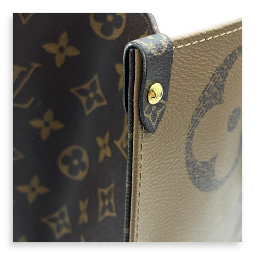 OnTheGo Tote Bag GM Brown in Monogram Coated Canvas, Gold hardware