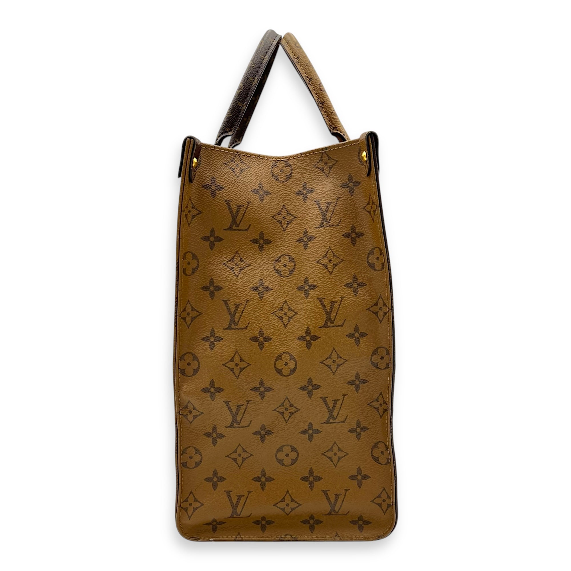 OnTheGo Tote Bag GM Brown in Monogram Coated Canvas, Gold hardware