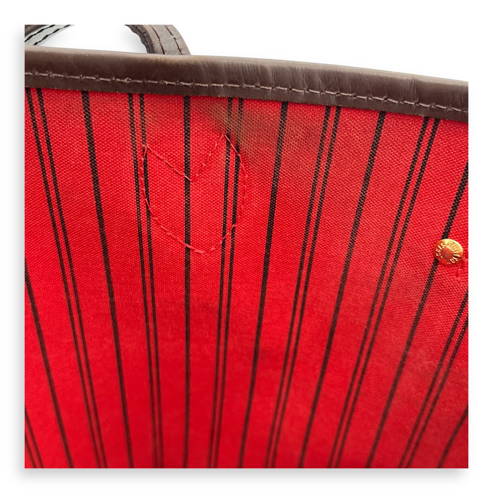 Neverfull MM Brown Tote Bag in Coated Canvas, Gold hardware