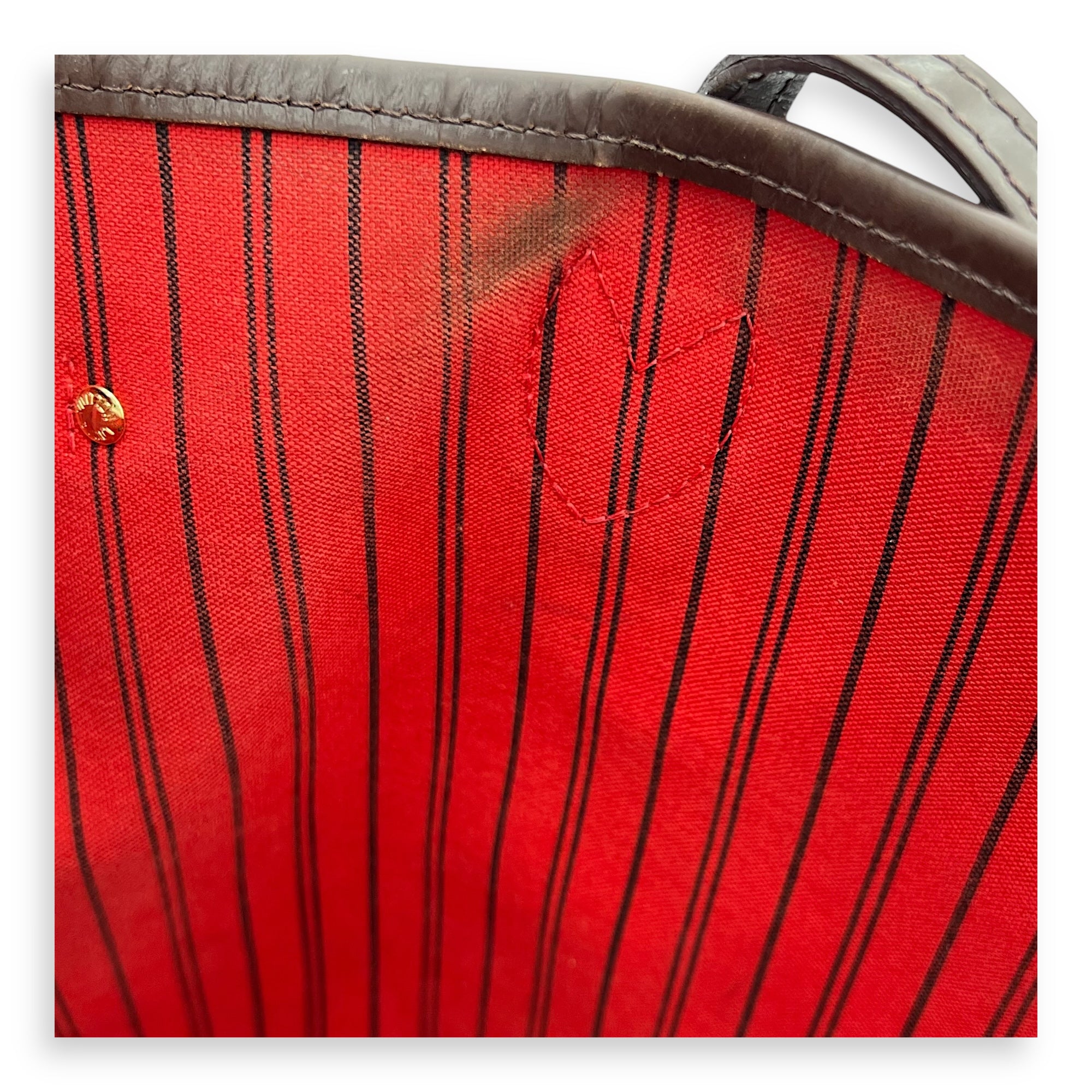 Neverfull MM Brown Tote Bag in Coated Canvas, Gold hardware